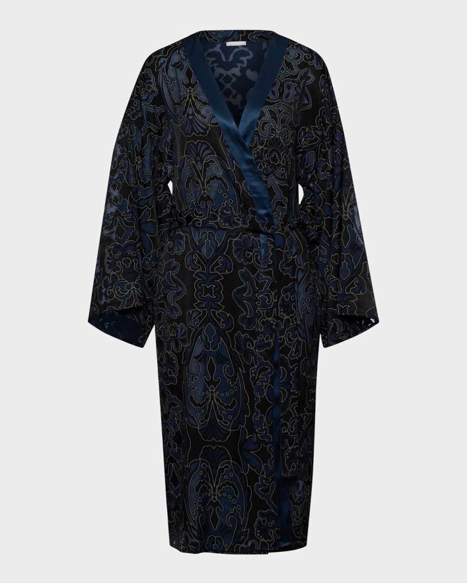 Marlene Damask-Print Kimono Rob